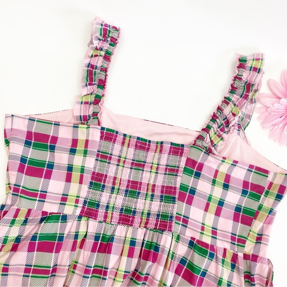 Torrid Midi Poplin Tiered Ruffle Strap Dress Cotton Plaid Pink Green Size 3 - Picture 9 of 12